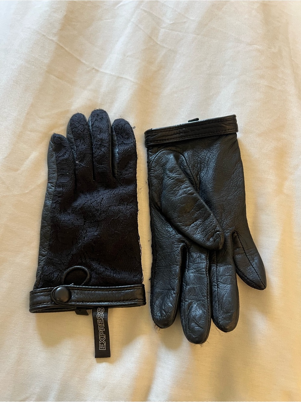 Express Black Leather and lace Gloves